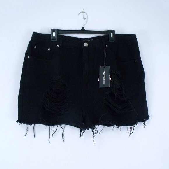 PrettyLittleThing Ripped Distressed Denim Shorts - Picture 2 of 5